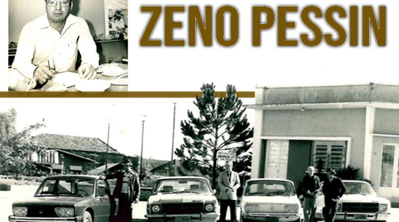 Foto histórica da Zeno Representações, mostrando Zeno Pessin em seu escritório